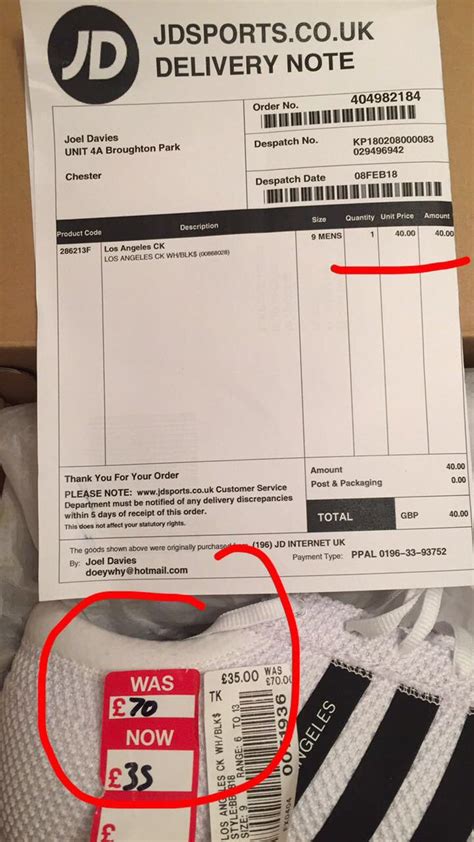 jd sports return label.